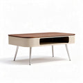 Coffee table with wood top and beige body 120 x 60 x 45cm