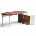 Wooden office desk with storage cabinet and four open shelves 120 x 60 x 75cm