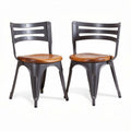 Metal dining chairs with wooden seats set of two 45 x 45 x 80cm