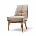 Fabric upholstered accent chair with wooden legs in beige color 70 x 70 x 80cm