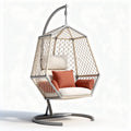 Hanging hexagonal chair with cushion soft padding and steel frame 90 x 90 x 150cm