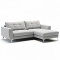 Light gray fabric sectional sofa with steel legs 220 x 90 x 85cm