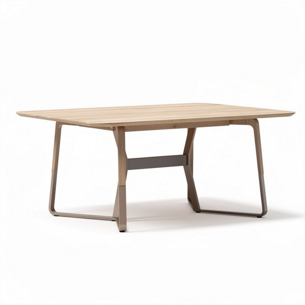Wooden dining table with metal legs in natural finish 200 x 100 x 75cm